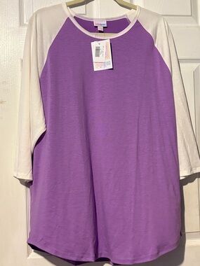 LuLaRoe RandyPurple with White Raglan Top